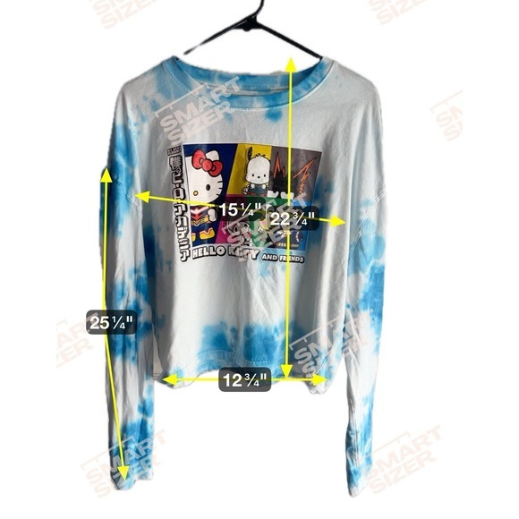 Atsuko Hello Kitty My Hero Academia Men Large Tie Dye Blue Shirt Retro Thrashed — image 4 of 8